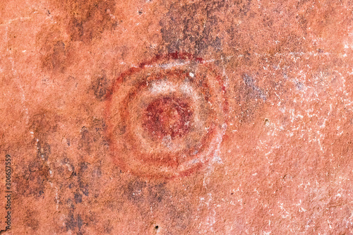 Torotoro Bolivia .10-21-2019 . Prehistoric painting at Ciudad de Itas  park at Torotoro in Bolivia. photo