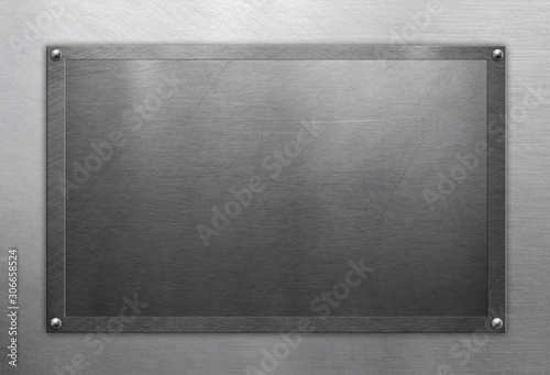 Polished metal frame on steel background