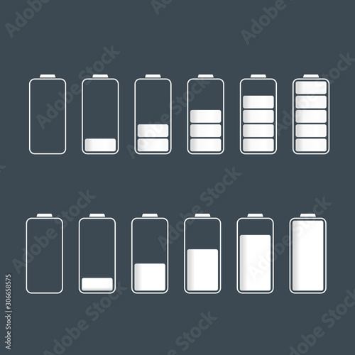 vector empty to full charge battery collection. Different styles