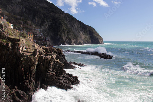 Landscape near Riomaggiore in the National Park of Cinque Terre, Liguria, Italy.