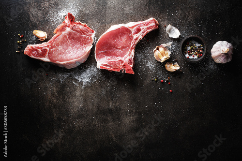 Raw meat with ingredients for cooking