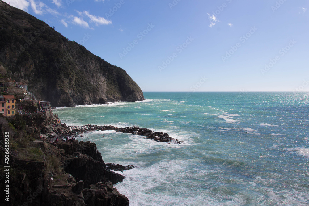 Landscape near Riomaggiore in the National Park of Cinque Terre, Liguria, Italy.