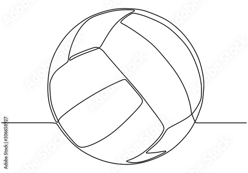 Continuous one line drawing of volley ball