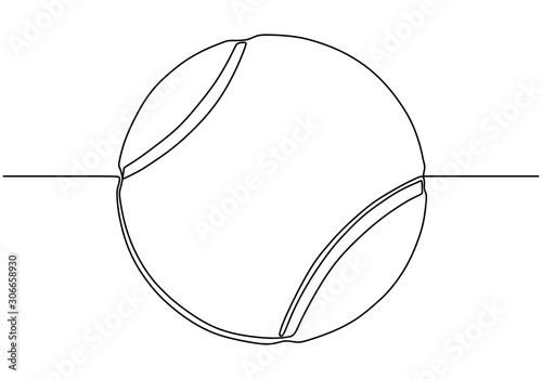 Continuous one line drawing of rounders ball