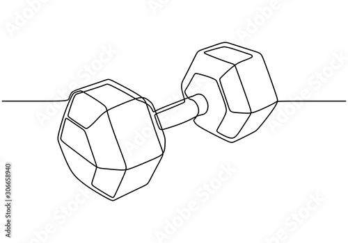 Continuous one line drawing of dumbbell