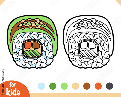 Coloring book, Dragon roll with tuna