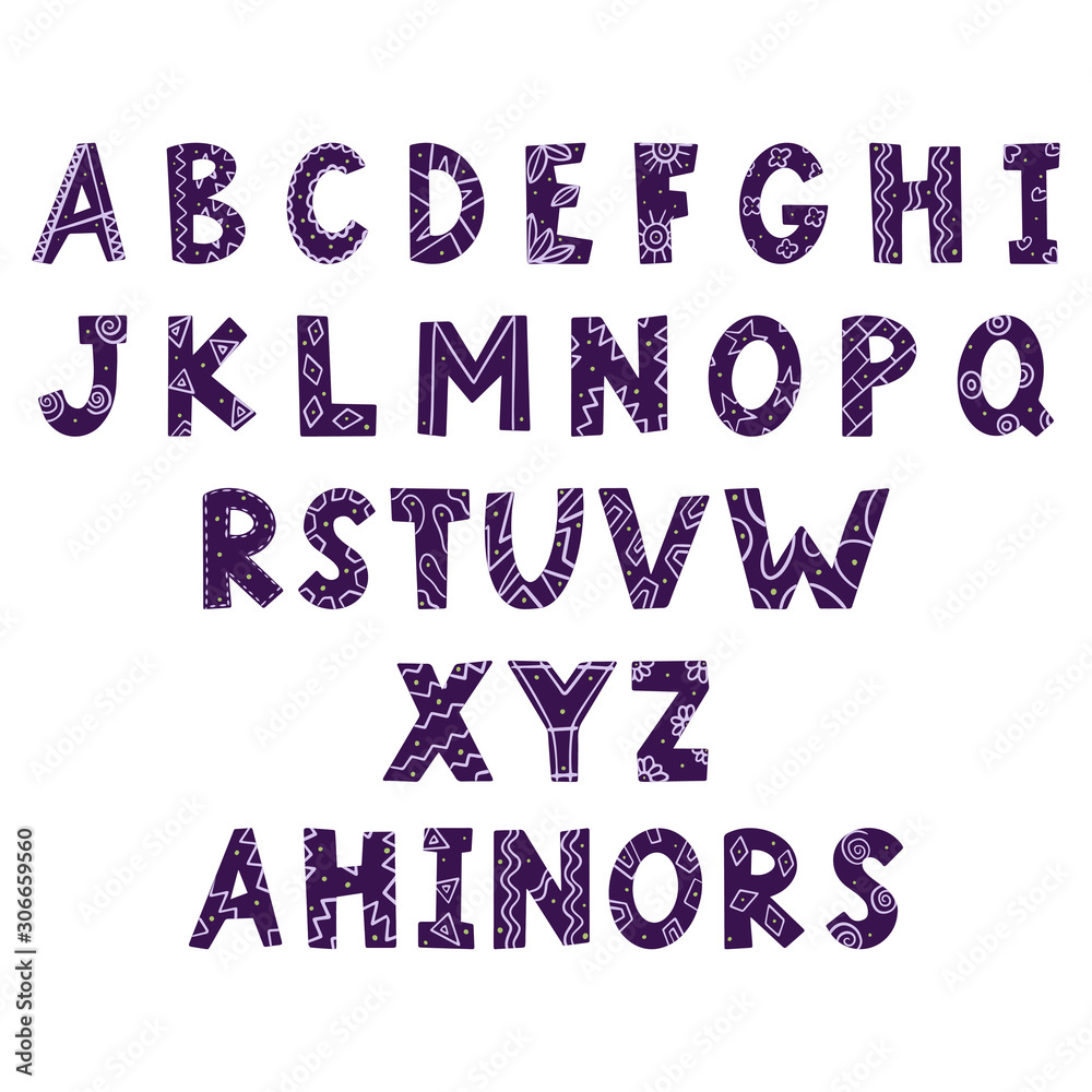 Vector hand lettering. Hand drawn letters in doodle style and isolated on a white background. Alphabet for inscriptions on postcards, t-shirts. There are alternatives to some letters