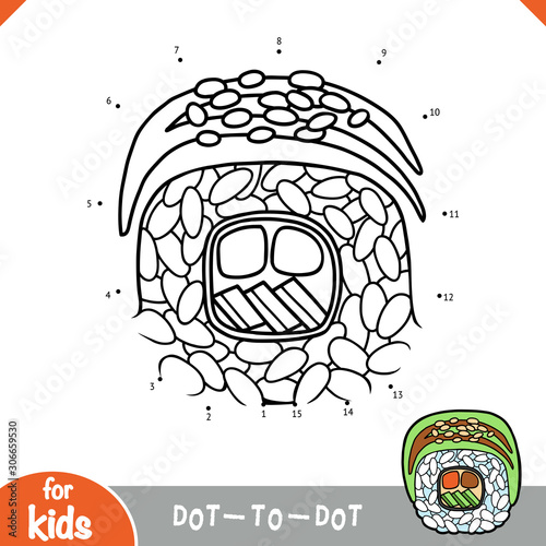 Numbers game, education game for children, Dragon roll with tuna