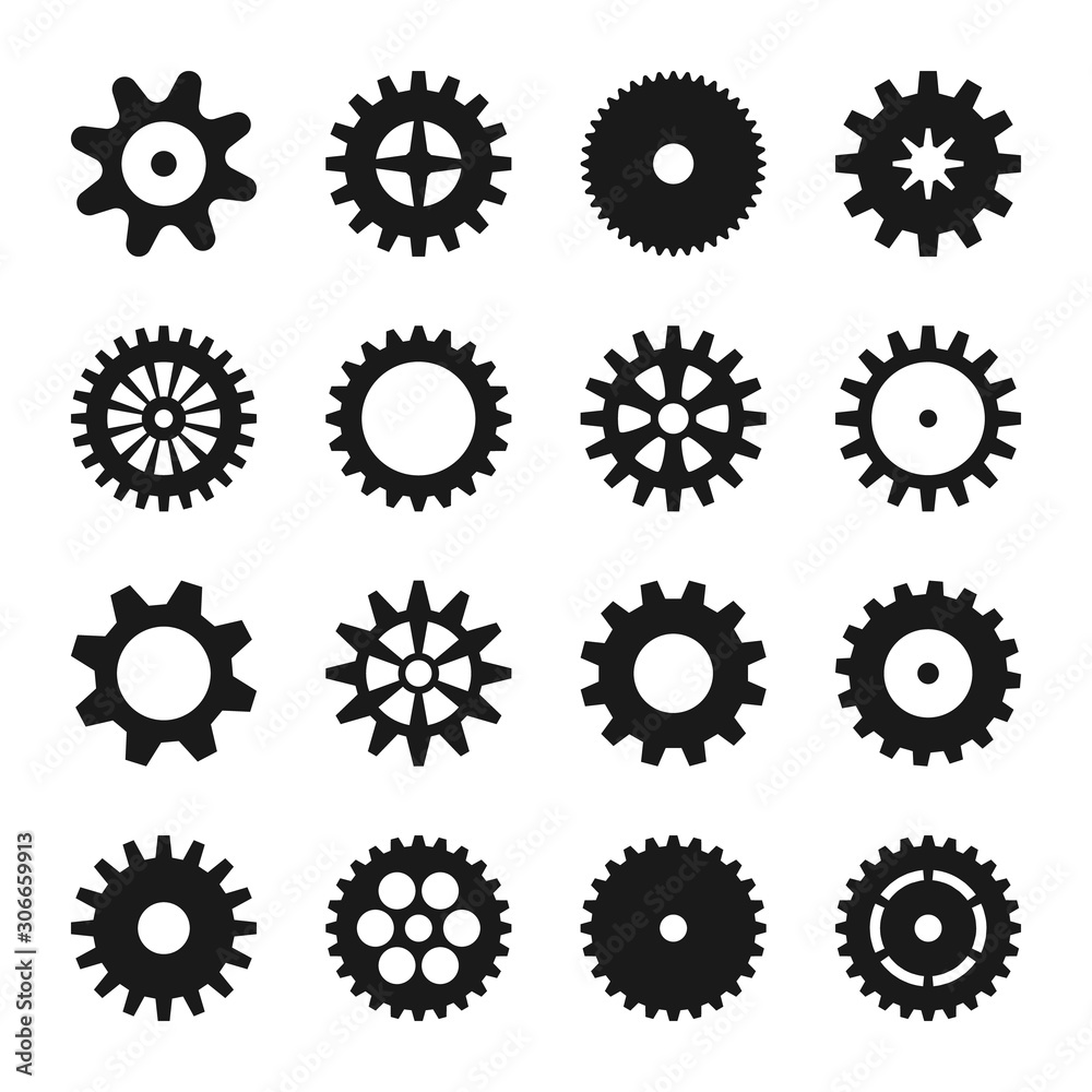 Cogwheel icons collection. Design symbols set. Technology illustration Cogwheel icons collection. Design symbols set. Technology illustration