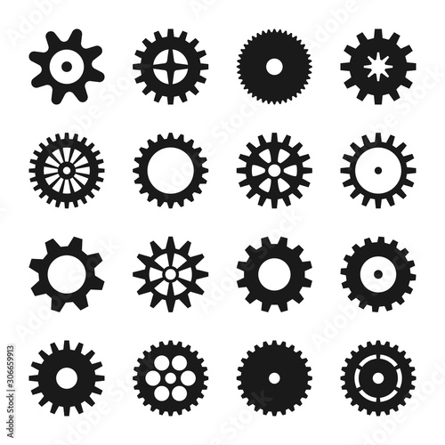 Cogwheel icons collection. Design symbols set. Technology illustration