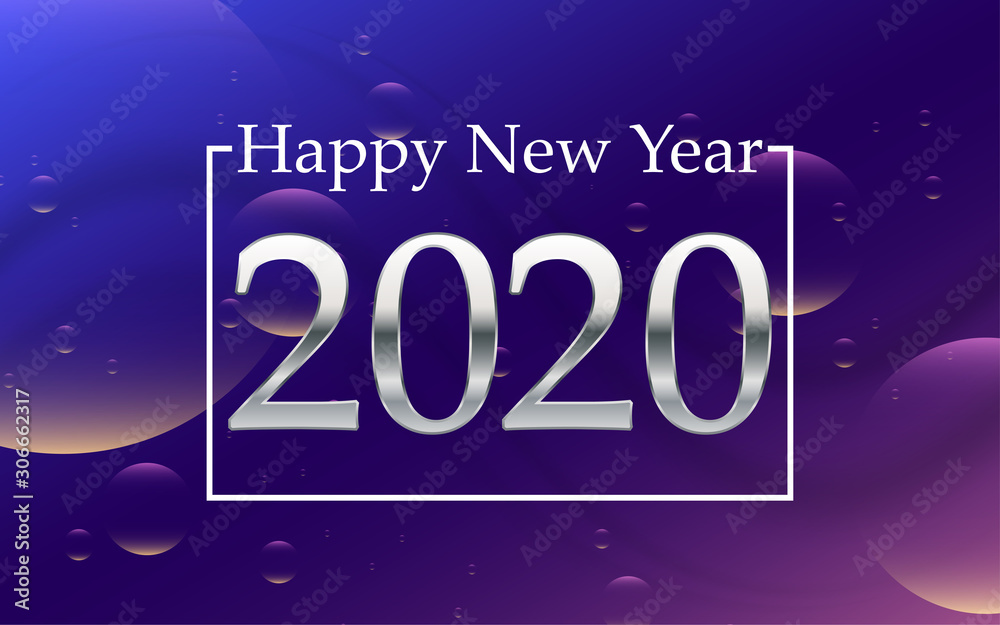 2020 Happy new year on technology abstract background