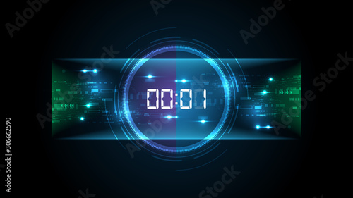 Digital number countdown Abstract Futuristic Technology Background