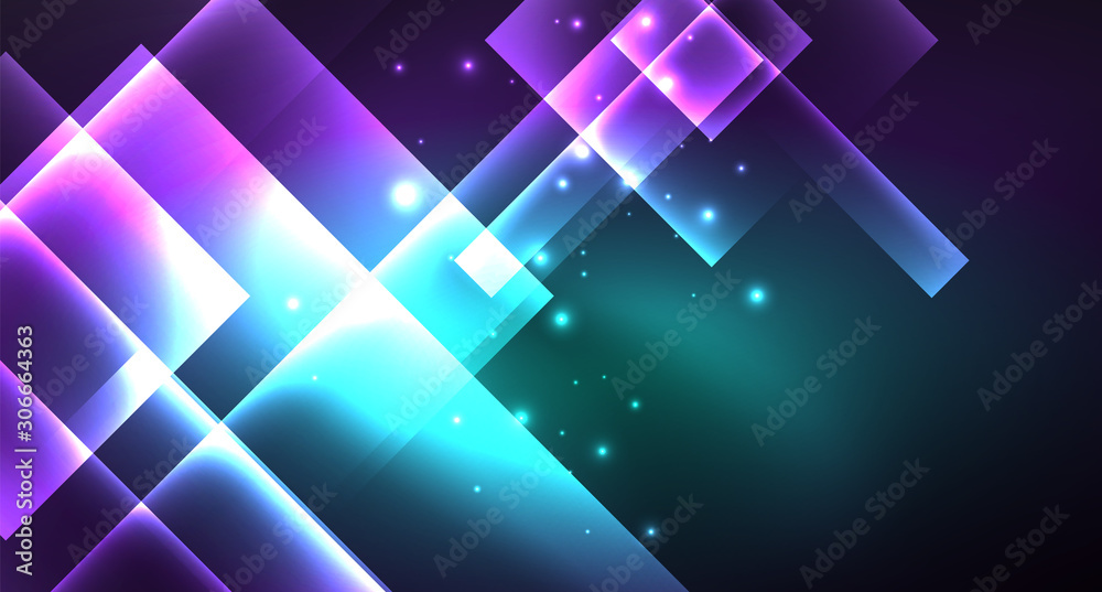 Neon shiny color squares on black, modern template Neon shiny color squares on black, modern template