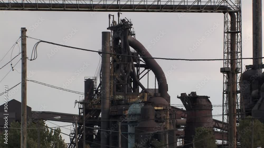 Medium shot of United States Steel Zug Island, Detroit, Michigan, USA.