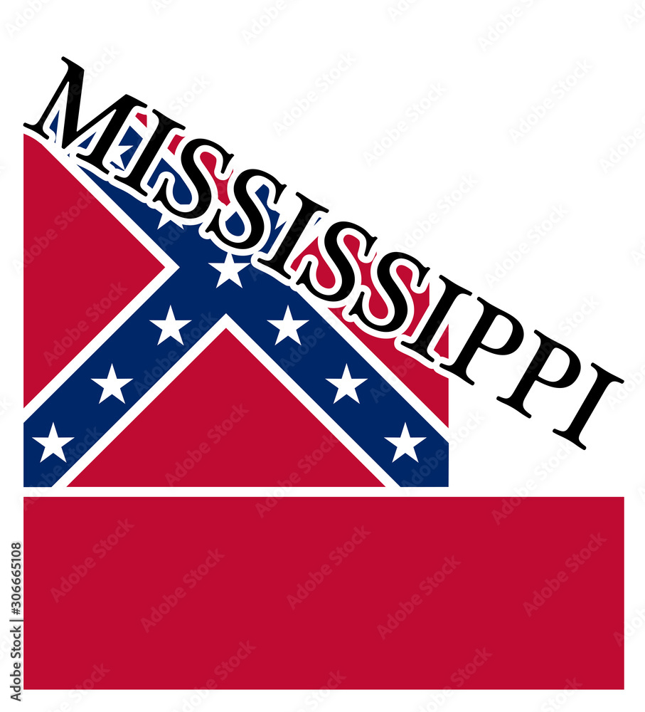 Mississippi Angled Shadow Text On Flag