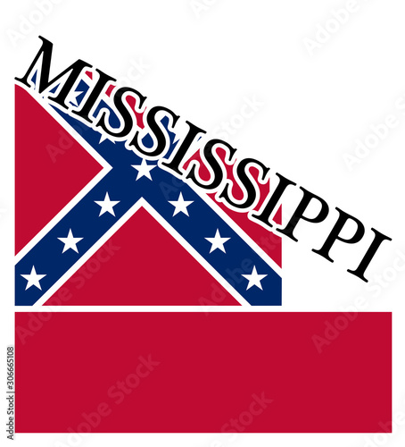 Mississippi Angled Shadow Text On Flag © Al