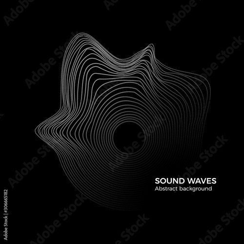 Sound waves abstract background. Music equalizer motion effect. Digital audio flow. Vector illustration
