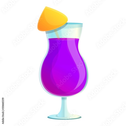 Violet cocktail icon. Cartoon of violet cocktail vector icon for web design isolated on white background