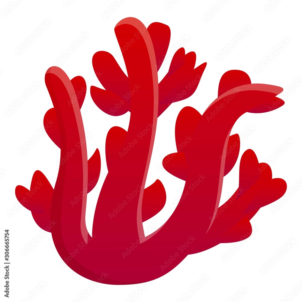 Ocean red coral icon. Cartoon of ocean red coral vector icon for web design isolated on white background Ocean red coral icon. Cartoon of ocean red coral vector icon for web design isolated on white background