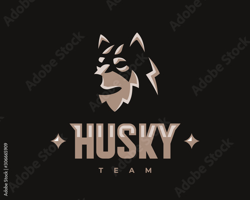 Husky modern mascot logo. Dog emblem design editable for your business. Vector illustration.