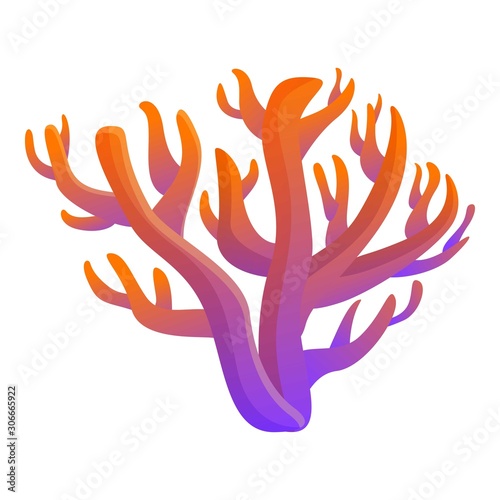 Gradient color coral icon. Cartoon of gradient color coral vector icon for web design isolated on white background