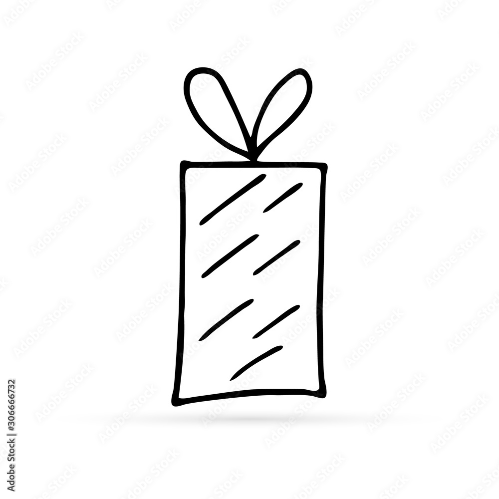 doodle gift icon, hand drawing kids image, art line pictogram, vector illustration doodle gift icon, hand drawing kids image, art line pictogram, vector illustration