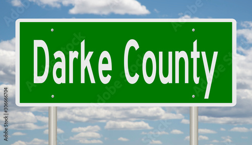 Rendering of a green 3d highway sign for Darke County photo