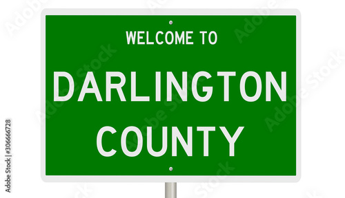 Rendering of a green 3d highway sign for Darlington County