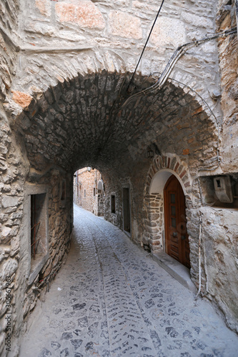 Traditional Street in Mesta, Chios Island, Greece photo