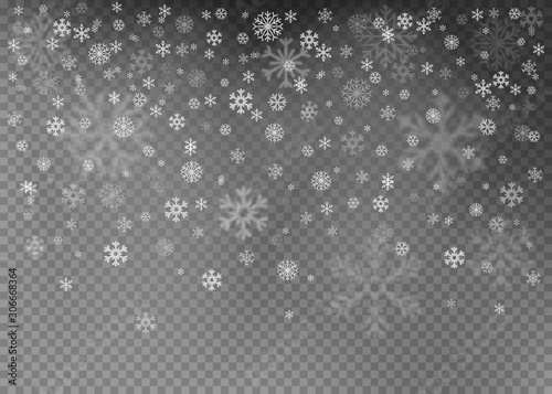 Wallpaper Mural Christmas falling snow vector isolated on dark background. Snowflake transparent decoration effect. Vector illustration. Torontodigital.ca