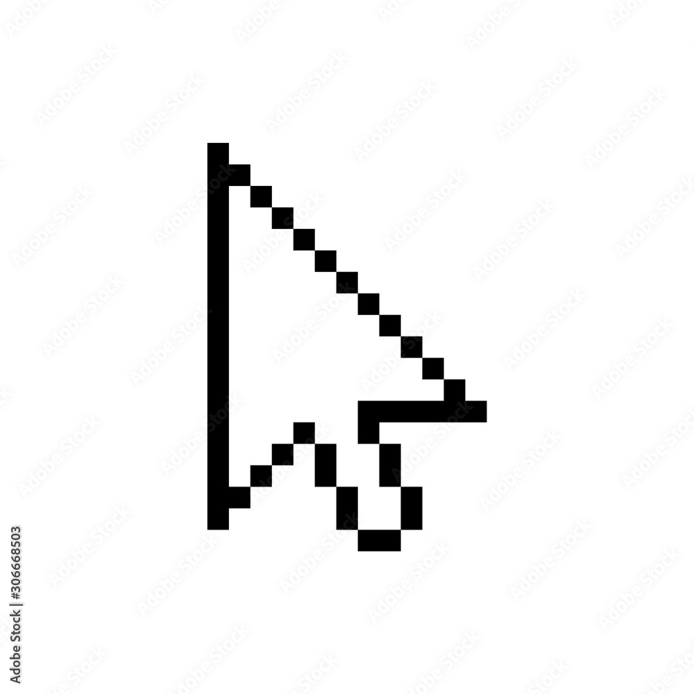 Pixel arrow cursor Icon isolated on white background. Vector illustration. Pixel arrow cursor Icon isolated on white background. Vector illustration.