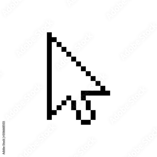 Pixel arrow cursor Icon isolated on white background. Vector illustration.