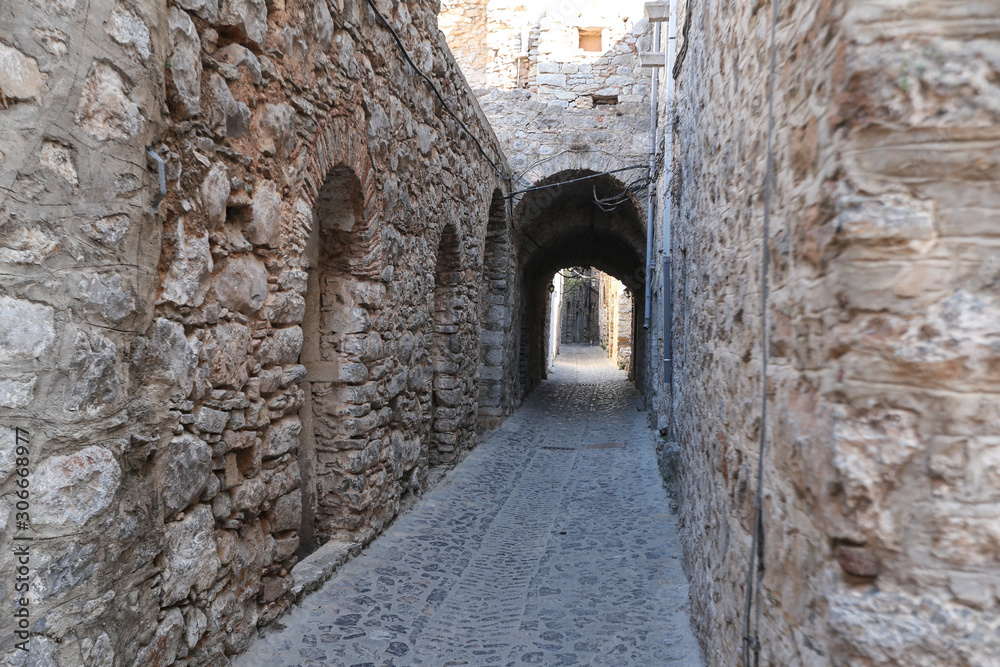 Fototapeta Traditional Street in Mesta, Chios Island, Greece