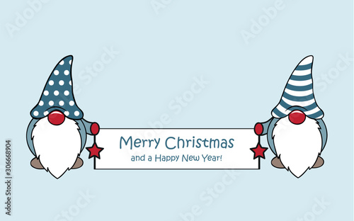 cute dwarf with merry christmas greeting card vector illustration EPS10