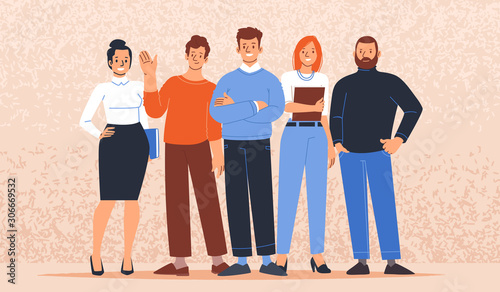 Business team. Office staff men and women. Vector illustration