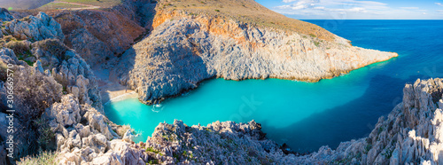 Seitan limania or Agiou Stefanou, the heavenly beach with turquoise water. Chania, Akrotiri, Crete, Greece. photo