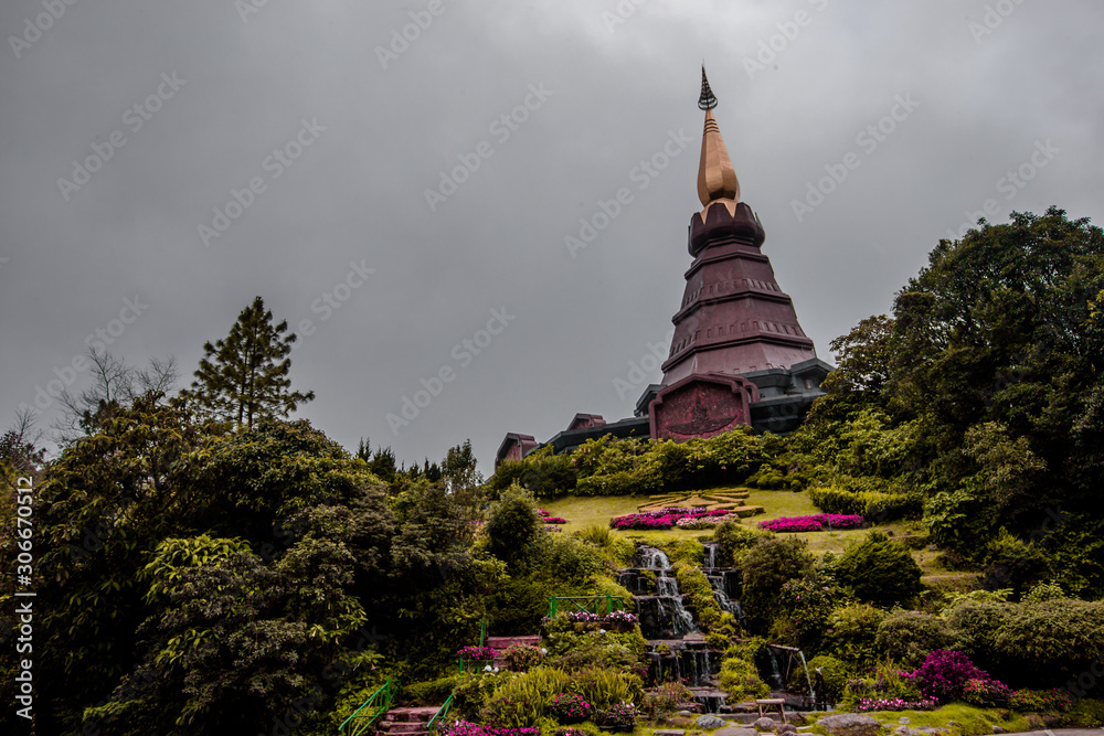 Fototapeta premium Wallpaper abstract of nature blurred, atmosphere surrounded by colorful twilight sky in the evening, surrounded by trees, the beauty of nature according to ecological systems