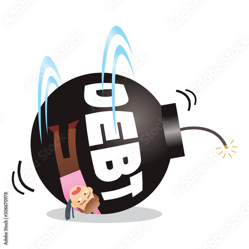 man run out of money. Businessman had debt overridden. cartoon isolated vector illustration