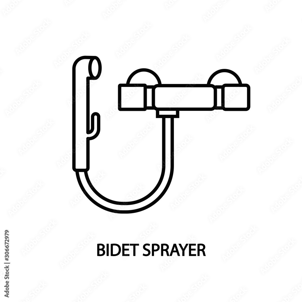 Bidet sprayer line icon. Hygienic shower Bidet sprayer line icon. Hygienic shower