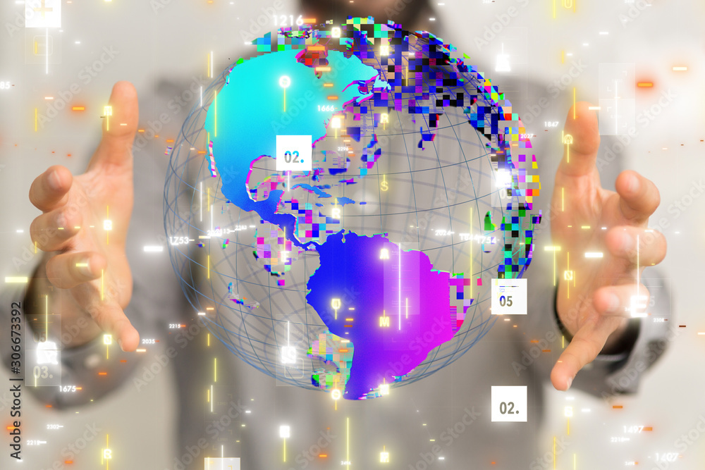 Digital Network and data concept world