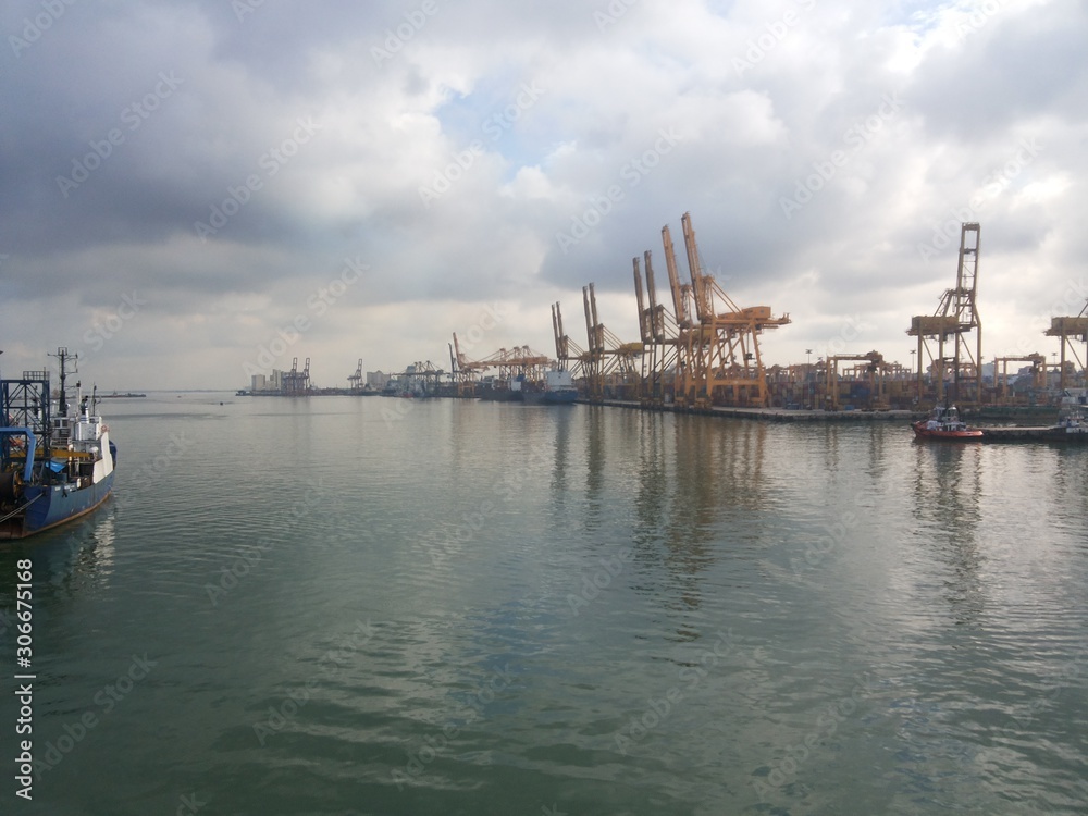 ships at dockyard in Colombo port