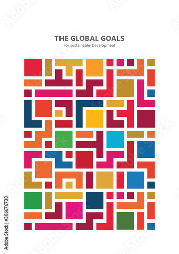THE GLOBAL GOALS For sustainable Development. Puzzle. Sustainable Development Goals - the United Nations. SDG. Brochure, Annual report, cover, Poster templates ready made design.