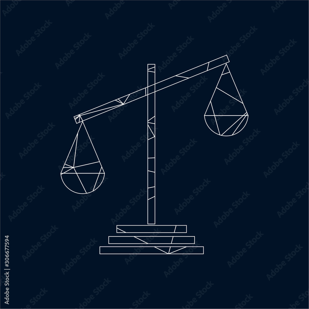 Fototapeta premium Scales Justice icon symbol vector. low poly concept. symbol logo for web site Computer and mobile vector.