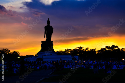 big black standing buddha at Phutthamonthon in Bangkok, Thailand