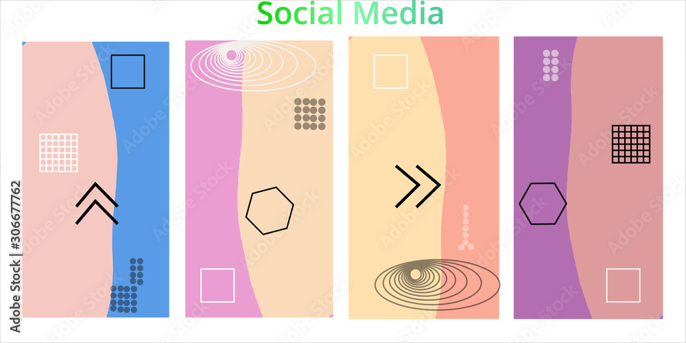 Editable story templates with empty place for text abstract creative backgrounds for social media. Bright colored with hand drawn scribbles promotional backgrounds for social media apps - vector eps10