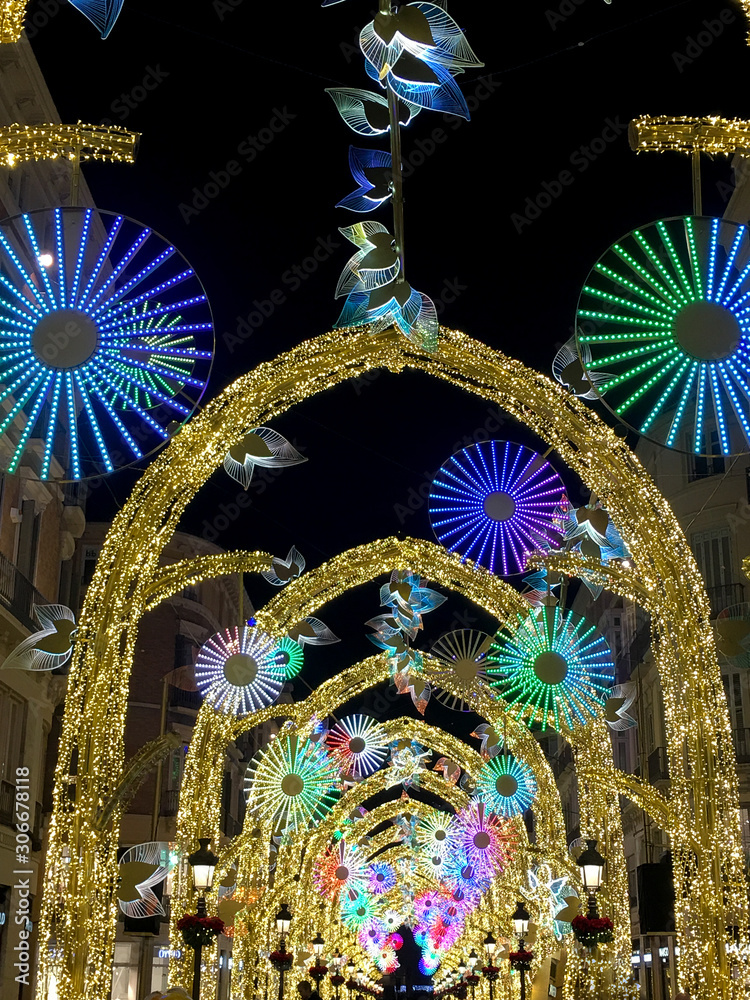 Christmas lights Malaga, Spain 2019