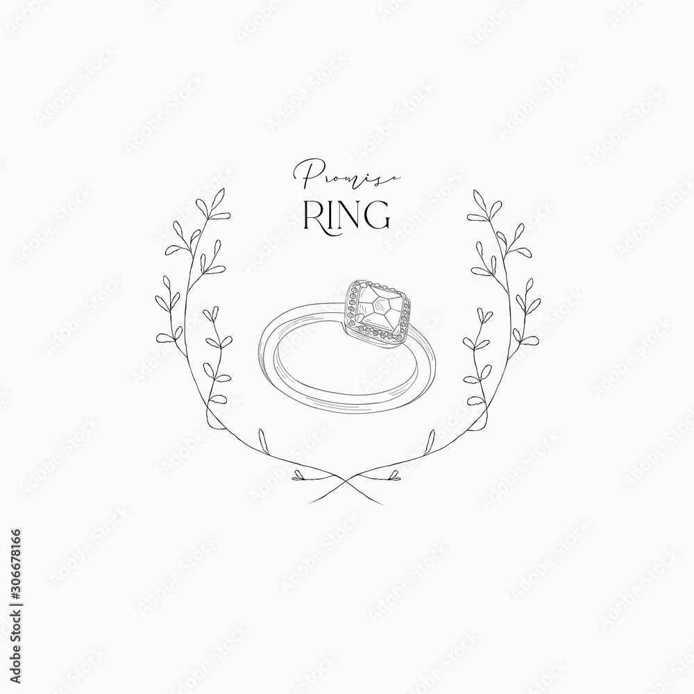 Wedding engagement ring wedding ring line drawing  Stock Illustration  87017005  PIXTA