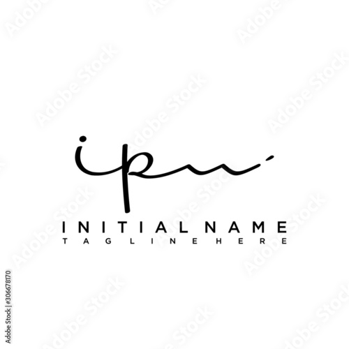 Initial letter IP Signature handwriting Logo Vector