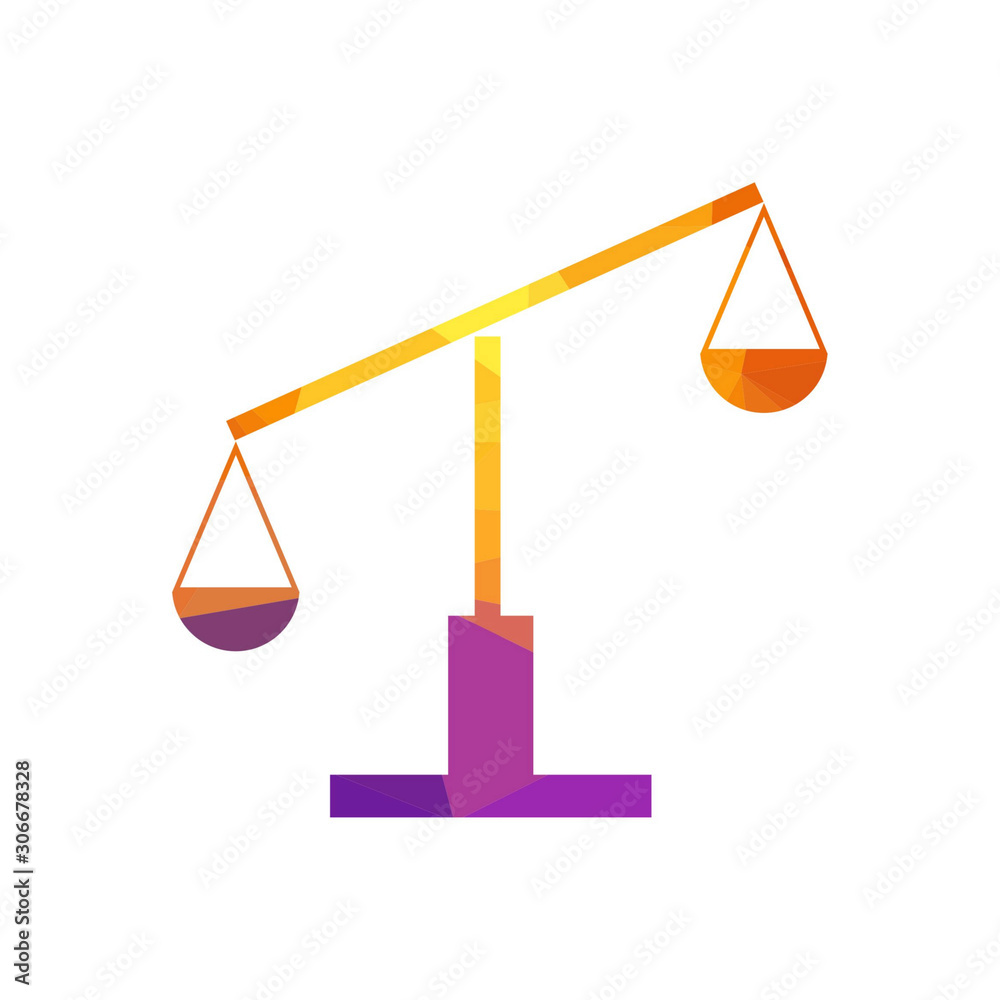 Scale icon, law firm logo template. simple flat vector. low poly concept Scale icon, law firm logo template. simple flat vector. low poly concept