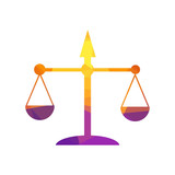 Scale icon, law firm logo template. simple flat vector. low poly concept
